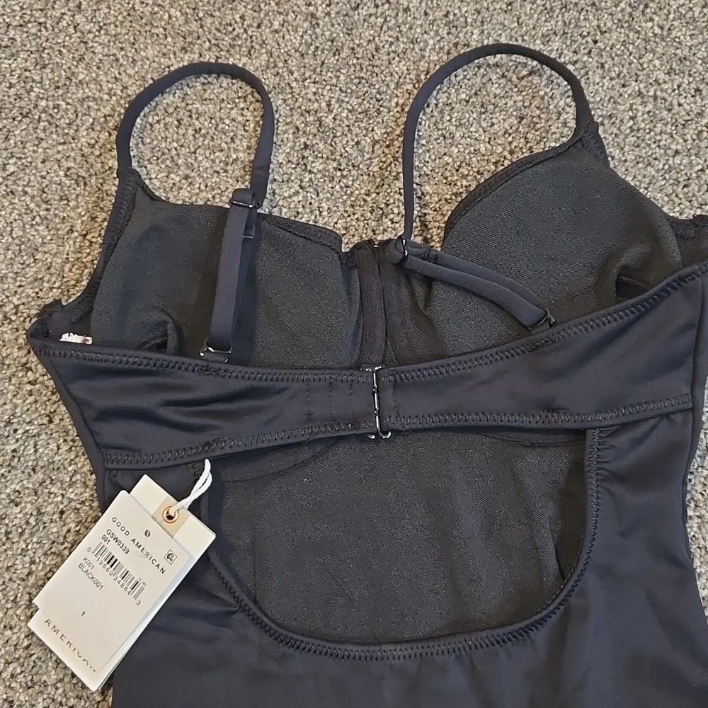 NWT Good American Women Scuba Show Off Black One-Piece Swimsuit Sz 1/S